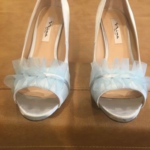 Satin blue shoes